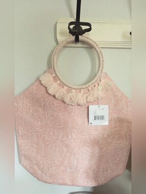 Shiraleah Blush Fringe Round-Handle Tote